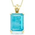 thumbnail image 1 of Gem Stone King 11.05 Ct Green Turquoise 18K Yellow Gold Plated Silver Pendant with Chain, 1 of 6