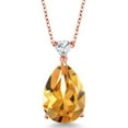 thumbnail image 1 of Gem Stone King 11.57 Ct Pear Shape Yellow Citrine 18K Rose Gold Plated Silver Pendant with Chain, 1 of 3