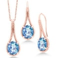 thumbnail image 1 of Gem Stone King 12.00 Ct Millennium Blue Mystic Quartz 18K Rose Gold Plated Silver Pendant and Earrings Jewelry Set With Chain, 1 of 3