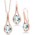 thumbnail image 1 of Gem Stone King 12.00 Ct Sky Blue Simulated Aquamarine 18K Rose Gold Plated Silver Pendant and Earrings Jewelry Set With Chain, 1 of 4