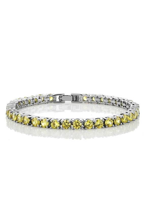 12.00 Cttw Round Cut Canary Yellow Cubic Zirconias CZ Tennis Bracelet for Women | 7 inch