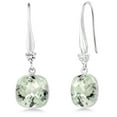 thumbnail image 1 of Gem Stone King 12 ctw 925 Sterling Silver Green Prasiolite Cushion Checkerboard Dangle Earrings, 1 of 5