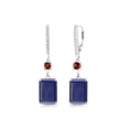 thumbnail image 1 of Gem Stone King 13.04 Ct Emerald Cut Blue Lapis Red Garnet 925 Sterling Silver Earrings, 1 of 4
