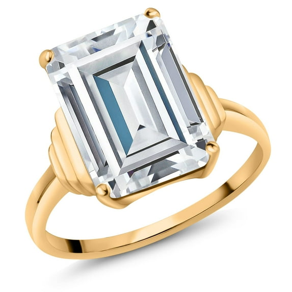 Gem Stone King 13.11 Cttw Cubic Zirconia CZ Simulated Diamond Engagement Ring for Women in 925 Sterling Silver | Emerald Cut 14X10MM | Available in Size 5,6,7,8,9