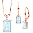 thumbnail image 1 of Gem Stone King 13.37 Ct Sky Blue Topaz 18K Rose Gold Plated Silver Pendant and Earrings Jewelry Set, 1 of 4