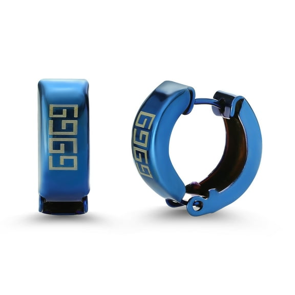 Gem Stone King 13MM Length 5MM Width Stainless Steel High Shine Blue Huggie Hoop Earrings