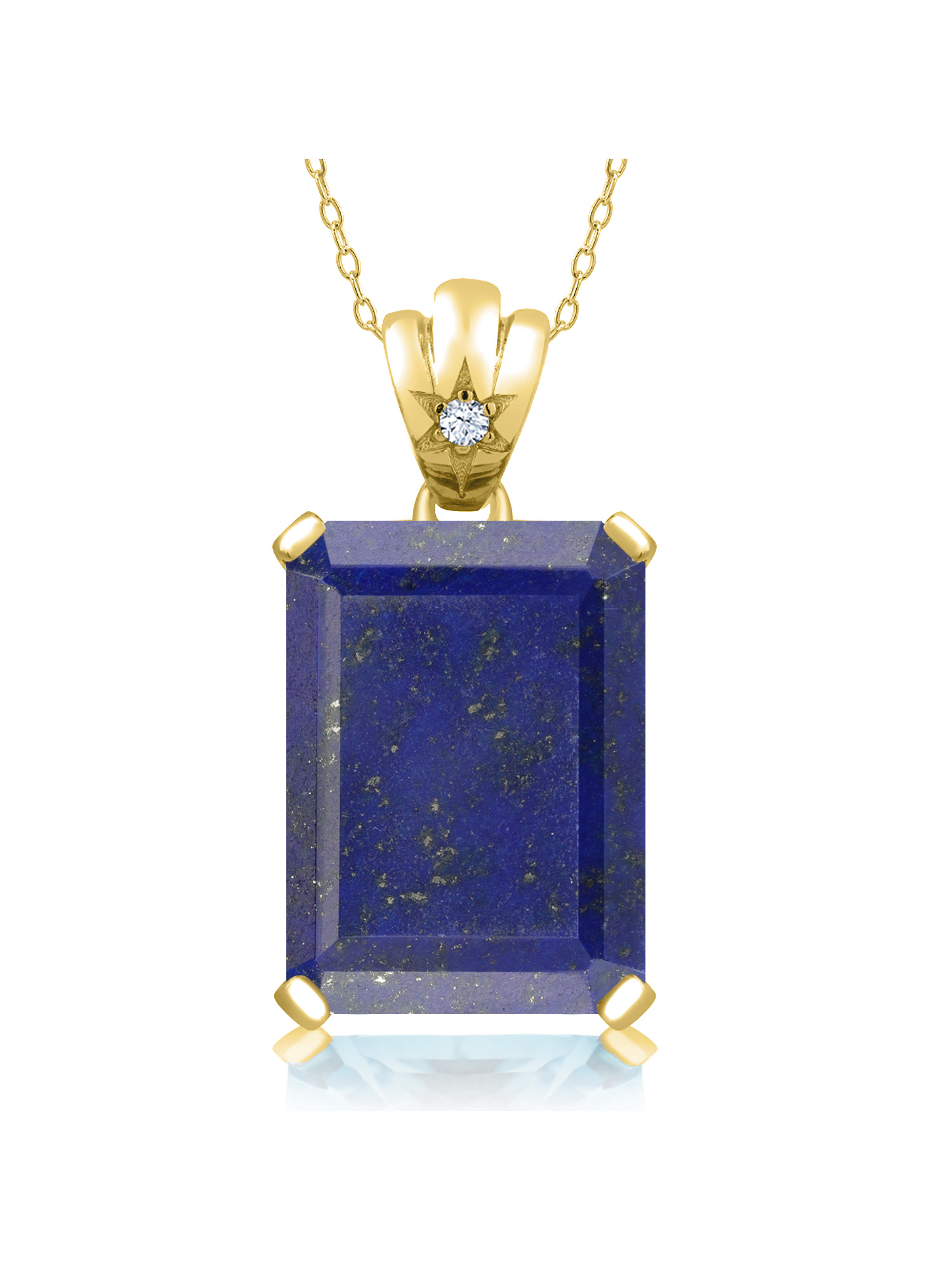 きりんネックレス2点 Gem Stone King 14.05 Ct Emerald Cut Blue Lapis 18K Yellow