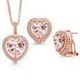 thumbnail image 1 of Gem Stone King 14.13 Ct Peach Nano Morganite 18K Rose Gold Plated Silver Pendant with Chain Earrings Set, 1 of 3