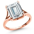 thumbnail image 1 of Gem Stone King 14K Rose Gold Solitaire Ring Set Emerald Cut Near Colorless 3.55cttw Moissanite, 1 of 6
