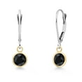 thumbnail image 1 of Gem Stone King 14K Two Tone Gold Black Sapphire Earrings for Women | 2.30 Cttw | Gemstone September Birthstone | Round 6MM, 1 of 6
