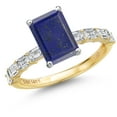 thumbnail image 1 of Gem Stone King 14K Two Tone Gold Blue Lapis and Lab Grown Diamond Engagement Ring for Women | 2.72 Cttw | Emerald Cut 9X7MM | Gemstone Birthstone | Size 9, 1 of 6