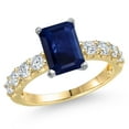 thumbnail image 1 of Gem Stone King 14K Two Tone Gold Blue Sapphire and Lab Grown Diamond Engagement Ring for Women | 3.33 Cttw | Octagon 9X7MM | Gemstone September Birthstone | Size 8, 1 of 6