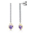 thumbnail image 1 of Gem Stone King 14K Two Tone Gold Blue Tanzanite and Lab Grown Diamond Earrings for Women | 1.36 Cttw | Gemstone December Birthstone | Heart Shape 5MM, 1 of 6