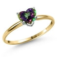 thumbnail image 1 of Gem Stone King 14K Two Tone Gold Green Mystic Topaz Solitaire Engagement Ring for Women | 0.60 Cttw | Heart Shape 5MM | Gemstone November Birthstone | Size 7, 1 of 6