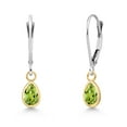 thumbnail image 1 of Gem Stone King 14K Two Tone Gold Green Peridot Earrings for Women | 0.83 Cttw | Gemstone August Birthstone | Pear Shape 6X4MM, 1 of 6