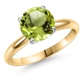thumbnail image 1 of Gem Stone King 14K Two Tone Gold Green Peridot Solitaire Engagement Ring for Women | 2.07 Cttw | Round 8MM | Gemstone August Birthstone | Size 9, 1 of 6