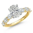 thumbnail image 1 of Gem Stone King 14K Two Tone Gold IGI Certified White Lab Grown Diamond Engagement Ring for Women | 2.40 Cttw | Center Oval Cut 1.5 Ct | E-F Color | VS1-VS2 Clarity | Size 9, 1 of 5