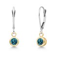 thumbnail image 1 of Gem Stone King 14K Two Tone Gold London Blue Topaz Earrings for Women | 0.66 Cttw | Gemstone November Birthstone | Round 4MM, 1 of 6