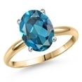 thumbnail image 1 of Gem Stone King 14K Two Tone Gold London Blue Topaz Engagement Ring for Women | 3.00 Cttw | Oval 10X8MM | Gemstone November Birthstone | Size 5, 1 of 6