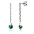 thumbnail image 1 of Gem Stone King 14K Two Tone Gold London Blue Topaz and Lab Grown Diamond Earrings for Women | 1.46 Cttw | Gemstone November Birthstone | Heart Shape 5MM, 1 of 6