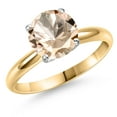 thumbnail image 1 of Gem Stone King 14K Two Tone Gold Peach Morganite Solitaire Engagement Ring for Women | 1.70 Cttw | Round 8MM | Gemstone October Birthstone | Size 9, 1 of 6