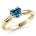 thumbnail image 1 of Gem Stone King 14K Two Tone Gold Persian Blue Moissanite Solitaire Engagement Ring for Women | 1.07 Cttw | Heart Shape 6.5MM | Gemstone Birthstone | Size 7, 1 of 6