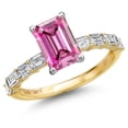 thumbnail image 1 of Gem Stone King 14K Two Tone Gold Pink Moissanite and Lab Grown Diamond Engagement Ring for Women | 2.47 Cttw | Octagon 8X6MM | Gemstone Birthstone | Size 8, 1 of 6