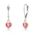 thumbnail image 1 of Gem Stone King 14K Two Tone Gold Pink Mystic Topaz Earrings for Women | 1.20 Cttw | Gemstone November Birthstone | Heart Shape 5MM, 1 of 6