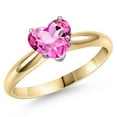 thumbnail image 1 of Gem Stone King 14K Two Tone Gold Pink Mystic Topaz Solitaire Engagement Ring for Women | 2.40 Cttw | Heart Shape 8MM | Gemstone November Birthstone | Size 5, 1 of 7