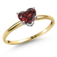 thumbnail image 1 of Gem Stone King 14K Two Tone Gold Red Garnet Solitaire Engagement Ring for Women | 0.60 Cttw | Heart Shape 5MM | Gemstone January Birthstone | Size 5, 1 of 6