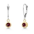 thumbnail image 1 of Gem Stone King 14K Two Tone Gold Red Rhodolite Garnet Earrings for Women | 0.74 Cttw | Gemstone January Birthstone | Round 4MM, 1 of 6