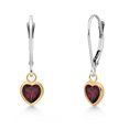 thumbnail image 1 of Gem Stone King 14K Two Tone Gold Red Rhodolite Garnet Earrings for Women | 1.10 Cttw | Gemstone January Birthstone | Heart Shape 5MM, 1 of 6