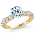 thumbnail image 1 of Gem Stone King 14K Two Tone Gold Sky Blue Topaz and Lab Grown Diamond Engagement Ring for Women | 3.38 Cttw | Round 8MM | Gemstone November Birthstone | Size 7, 1 of 6