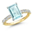thumbnail image 1 of Gem Stone King 14K Two Tone Gold Sky Blue Topaz and Lab Grown Diamond Engagement Ring for Women | 4.72 Cttw | Octagon 10X8MM | Gemstone November Birthstone | Size 5, 1 of 6