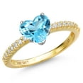 thumbnail image 1 of Gem Stone King 14K Two Tone Gold Swiss Blue Topaz and Lab Grown Diamond Engagement Ring for Women | 2.46 Cttw | Heart Shape 8MM | Gemstone November Birthstone | Size 9, 1 of 6