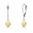 thumbnail image 1 of Gem Stone King 14K Two Tone Gold White Ethiopian Opal Earrings for Women | 0.60 Cttw | Gemstone October Birthstone | Round Cabochon 5MM, 1 of 6