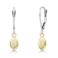 thumbnail image 1 of Gem Stone King 14K Two Tone Gold White Ethiopian Opal Earrings for Women | 0.64 Cttw | Gemstone October Birthstone | Oval Cabochon 6X4MM, 1 of 6
