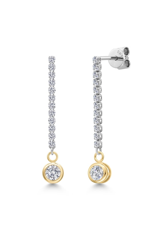 14K Two Tone Gold White Lab Grown Diamond Earrings for Women | 1.02 Cttw | Gemstone April Birthstone | DEF Color | VVS-VS Clarity | Round 4MM