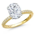 thumbnail image 1 of Gem Stone King 14K Two Tone Gold White Moissanite and Lab Grown Diamond Engagement Ring for Women | 3.16 Cttw | Oval 10X8MM | Gemstone Birthstone | Size 8, 1 of 7