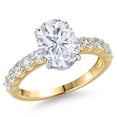 thumbnail image 1 of Gem Stone King 14K Two Tone Gold White Moissanite and Lab Grown Diamond Engagement Ring for Women | 3.65 Cttw | Oval 10X8MM | Gemstone Birthstone | Size 5, 1 of 7
