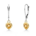 thumbnail image 1 of Gem Stone King 14K Two Tone Gold Yellow Citrine Earrings for Women | 0.92 Cttw | Gemstone November Birthstone | Heart Shape 5MM, 1 of 6