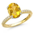 thumbnail image 1 of Gem Stone King 14K Two Tone Gold Yellow Citrine and Lab Grown Diamond Engagement Ring for Women | 2.56 Cttw | Oval 10X8MM | Gemstone November Birthstone | Size 8, 1 of 6