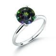 thumbnail image 1 of Gem Stone King 14K White Gold 2.40 Ct Round Green Mystic Topaz Women Solitaire Engagement Ring, 1 of 6