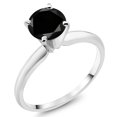 thumbnail image 1 of Gem Stone King 14K White Gold Black Diamond Solitaire Engagement Ring for Women (1.10 Cttw, Gemstone April Birthstone, Round 6.5MM, Size 8), 1 of 4