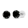 thumbnail image 1 of Gem Stone King 14K White Gold Black Diamond Stud Earrings for Women Men (0.54 Cttw, Gemstone April Birthstone, Round 4MM), 1 of 4