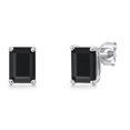 thumbnail image 1 of Gem Stone King 14K White Gold Black Onyx Stud Basket Setting Earrings | 1.94 Cttw | Gemstone December Birthstone | Octagon 7X5MM | Double Notch | Gold Earrings for Women Men, 1 of 6