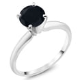thumbnail image 1 of Gem Stone King 14K White Gold Black Onyx Solitaire Engagement 4-Prong Ring for Women | 0.80 Cttw | Round 6MM | Gemstone December Birthstone (Size 9), 1 of 4