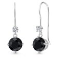thumbnail image 1 of Gem Stone King 14K White Gold Black Sapphire and Lab Grown Diamond Earrings for Women | 2.43 Cttw | Gemstone September Birthstone | Round 6MM, 1 of 6