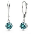 thumbnail image 1 of Gem Stone King 14K White Gold Blue Moissanite Earrings for Women | 1.00 Cttw | Gemstone Birthstone | Round 5MM, 1 of 6