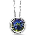 thumbnail image 1 of Gem Stone King 14K White Gold Blue Mystic Topaz Pendant Necklace for Women (1.00 Cttw, Gemstone, Round 6MM, with 18 inch Chain), 1 of 4